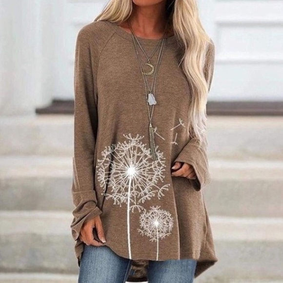 Denim, Boots, and Bling Tops - Dandelion Tunic in Beige Denim, Boots, and Bling Tops - Dandelion Tunic in Beige